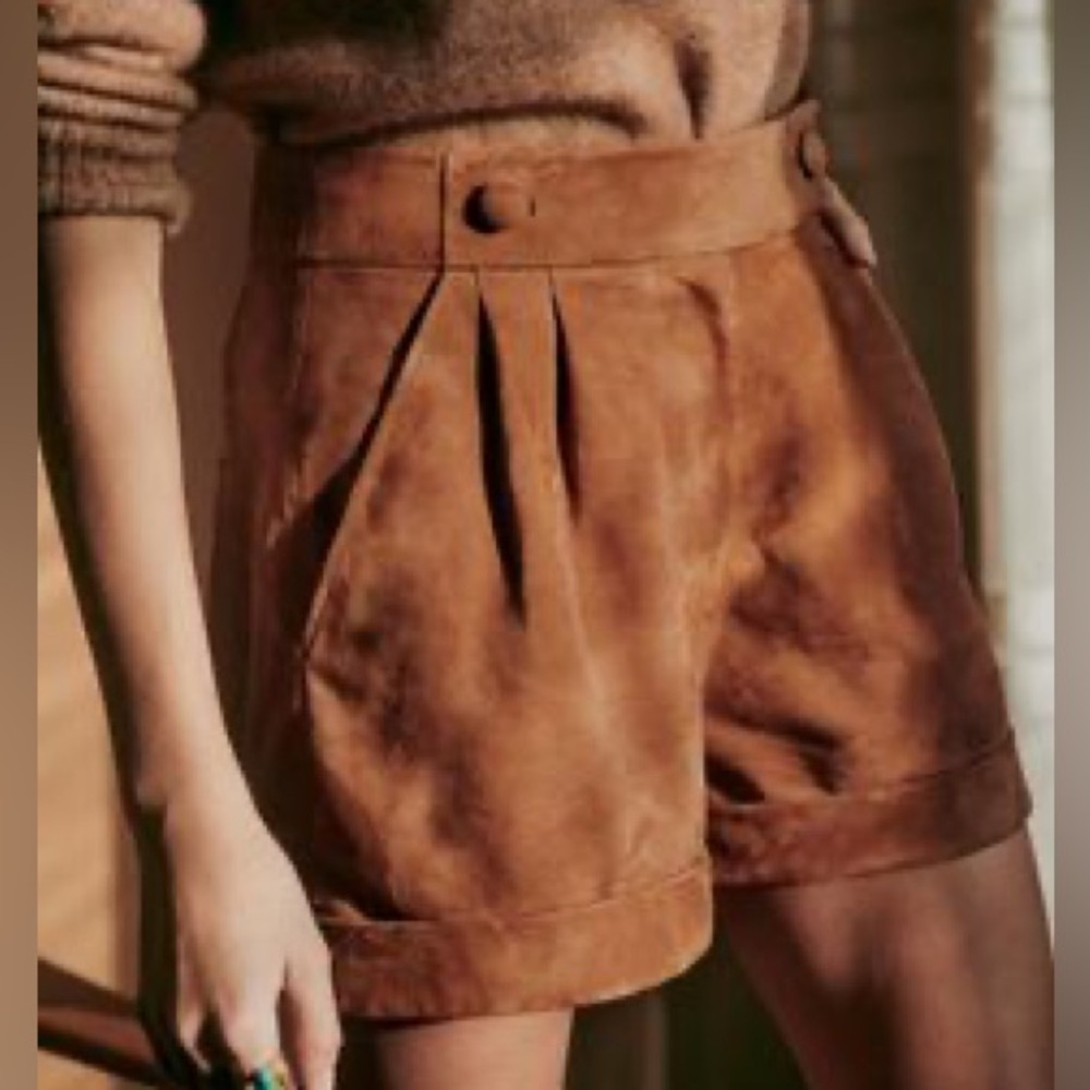 Sézane William Camel Suede Shorts Buttery soft 4 EU 34